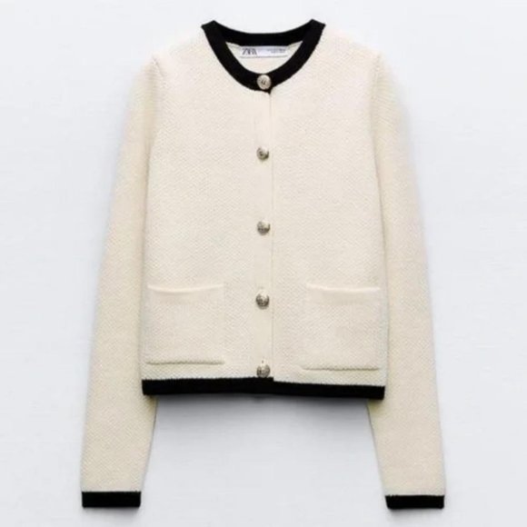 ZARA GOLDEN BUTTON KNIT CARDIGAN - Picture 4 of 6